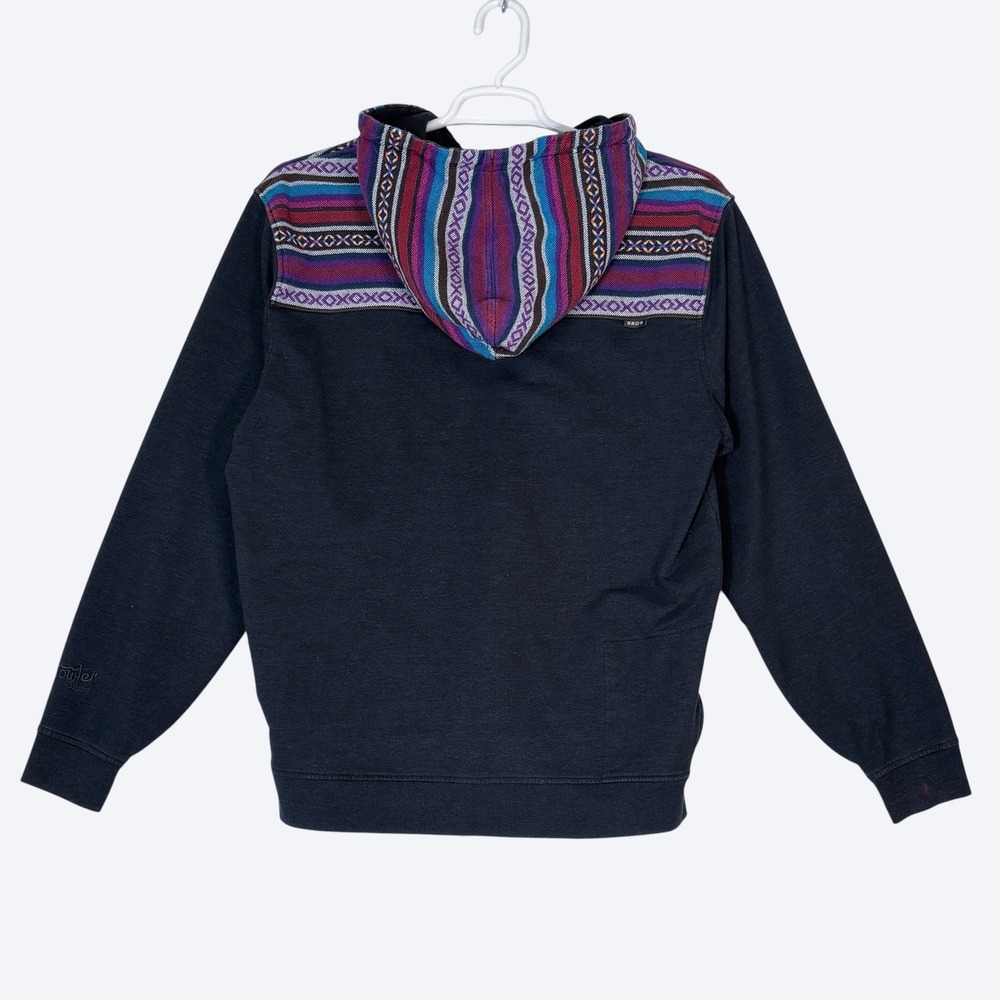 Howler Brothers Navy Hooded Pullover with Purple, Teal & Magenta Stripes - Picture 3 of 11